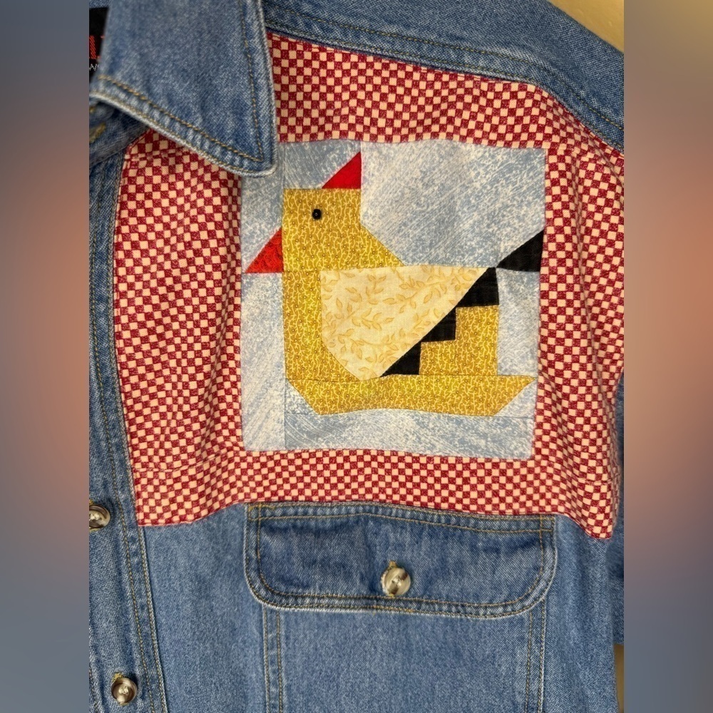 Vintage Sunbelt Sportswear Denim Patchwork Cottagecore Chicken Sun Heart - Picture 4 of 12